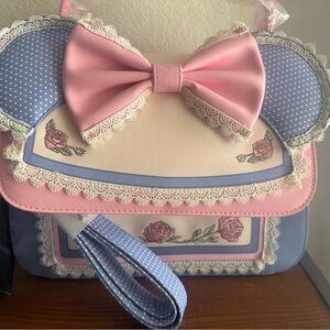 NWT Disney Minnie Loungefly Pink and Lavender Bow-Accent Crossbody Bag